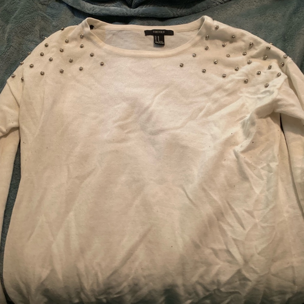 White Forever 21 studded sweater